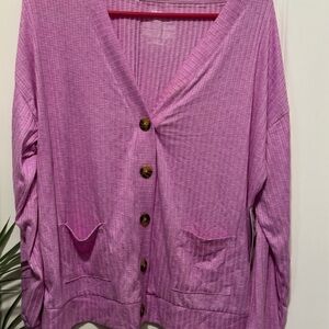 Pink Button-Up Women's Sweater